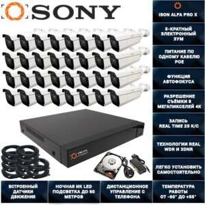 IP POE СИСТЕМА ВИДЕОНАБЛЮДЕНИЯ НА 32 КАМЕРЫ С ЖЕСТКИМ ДИСКОМ ISON ALFA PRO X-32