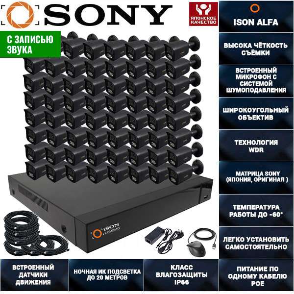Система видеонаблюдения на 64 камеры с записью звука ISON TRON-64_black Система видеонаблюдения на 64 камеры с записью звука ISON TRON-64_black
