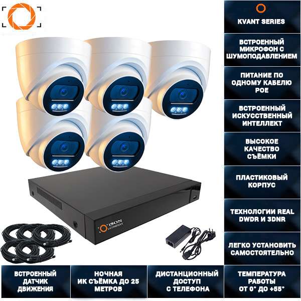 ГОТОВАЯ СИСТЕМА ВИДЕОНАБЛЮДЕНИЯ НА 5 IP POE КАМЕР ВИДЕОНАБЛЮДЕНИЯ ISON KVANT-5 ГОТОВАЯ СИСТЕМА ВИДЕОНАБЛЮДЕНИЯ НА 5 IP POE КАМЕР ВИДЕОНАБЛЮДЕНИЯ ISON KVANT-5